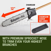 BAUMR-AG 65cc 9in1 Long Reach Garden Multi-tool, Pole Saw, Hedge & Line Trimmer, Brush Cutter, 12