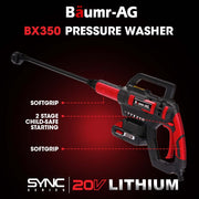 BAUMR-AG BX350 Cordless 20V Pressure Washer Kit, with 6 Stage Spray Head, Battery & Charger