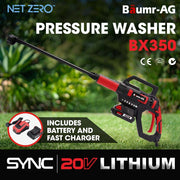 BAUMR-AG BX350 Cordless 20V Pressure Washer Kit, with 6 Stage Spray Head, Battery & Charger