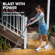 BAUMR-AG BX350 Cordless 20V Pressure Washer Kit, 6 Stage Spray Head, Detergent Nozzle, Water Carrier, Battery & Charger