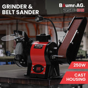BAUMR-AG Bench Grinder and Belt Sander Combo, 150mm Grinding Disc, 50 x 686mm Linisher, Brushless Motor, Worklight
