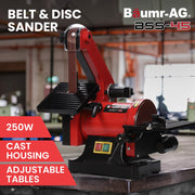 BAUMR-AG Bench Vertical Belt and Disc Sander Combo, 25mm Linisher, 125mm Sanding Disc, Brushless Motor, Dust Collection Ports
