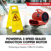 BAUMR-AG Carpet Floor Dryer Air Mover Blower Fan, 3-Speed, 700CFM, Commercial/Home
