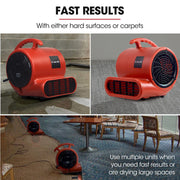 BAUMR-AG Carpet Floor Dryer Air Mover Blower Fan, 3-Speed, 1400CFM, Commercial/Home, Telescopic Handle and Wheels