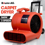 BAUMR-AG Carpet Floor Dryer Air Mover Blower Fan, 3-Speed, 1400CFM, Commercial/Home, Telescopic Handle and Wheels