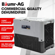 BAUMR-AG 50L/day Commercial Industrial LGR Air Dehumidifier for Mould, Portable, Stackable, LCD Display, Wheels