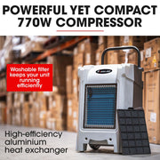 BAUMR-AG 90L/day Commercial Industrial LGR Air Dehumidifier for Mould, Portable, Stackable, LCD Display, Wheels