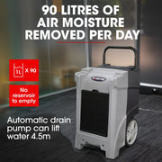 BAUMR-AG 90L/day Commercial Industrial LGR Air Dehumidifier for Mould, Portable, Stackable, LCD Display, Wheels