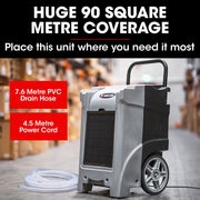 BAUMR-AG 90L/day Commercial Industrial LGR Air Dehumidifier for Mould, Portable, Stackable, LCD Display, Wheels