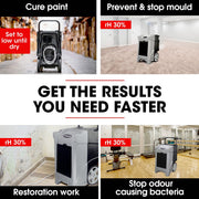 BAUMR-AG 90L/day Commercial Industrial LGR Air Dehumidifier for Mould, Portable, Stackable, LCD Display, Wheels