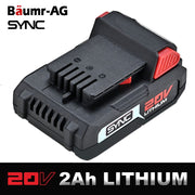 BAUMR-AG 20V 2Ah SYNC Lithium-Ion Battery, Replacement or Spare Battery, Rechargeable