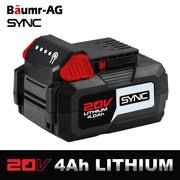 BAUMR-AG 20V 4Ah SYNC Lithium-Ion Battery, Replacement or Spare Battery, Rechargeable