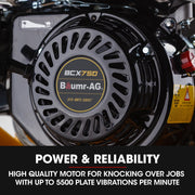 PRE-ORDER BAUMR-AG 94kg 420x540mm 6.5HP Plate Compactor, Sprinkler System, Paver Pad (BCX-750)