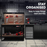 BAUMR-AG Steel Workbench with LED Worklight for Garage Workshop