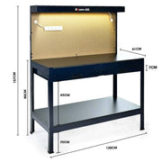 BAUMR-AG Steel Workbench with LED Worklight for Garage Workshop